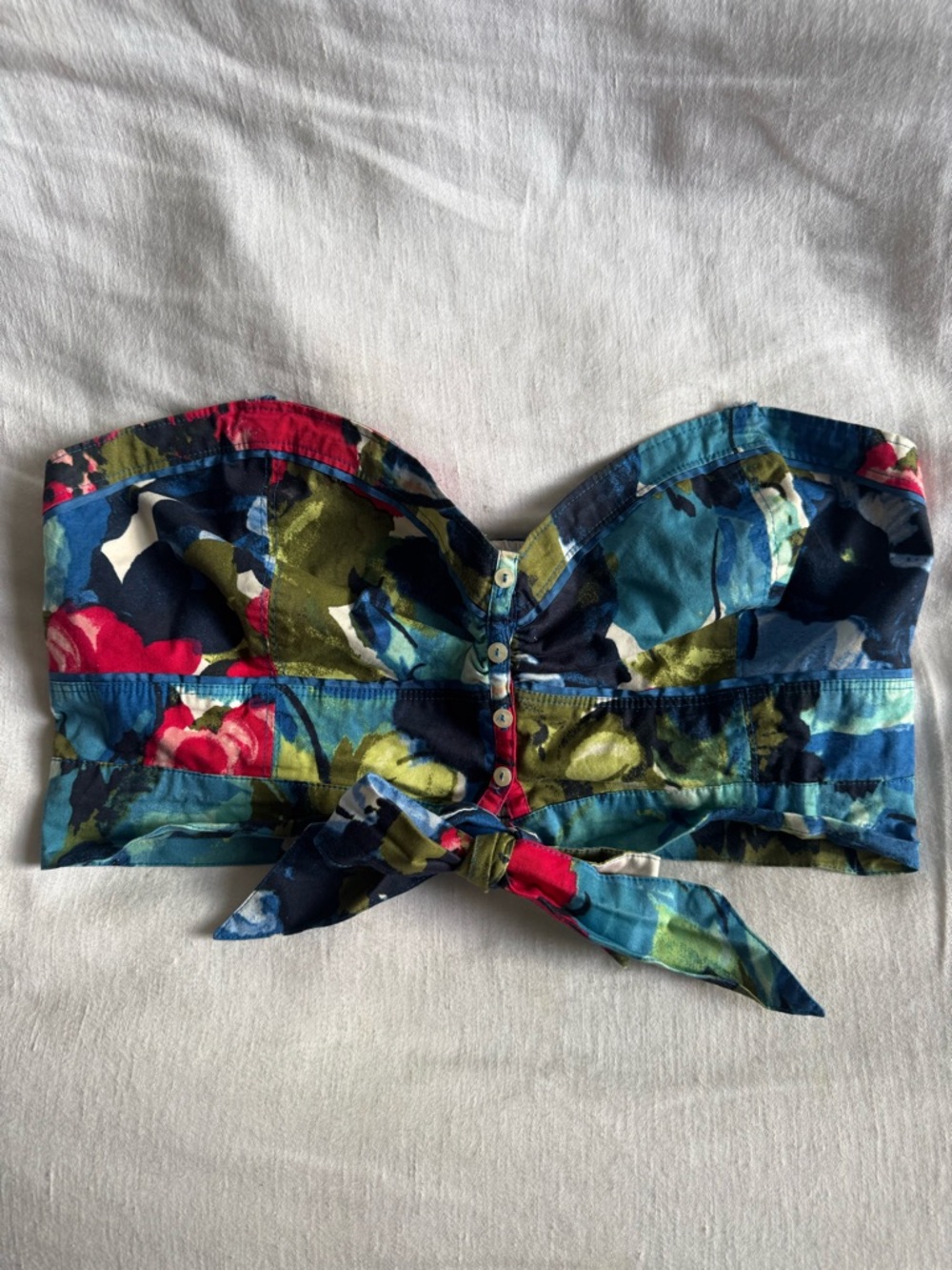 Abercrombie & Fitch Floral Strapless Tie-Front Bustier Top